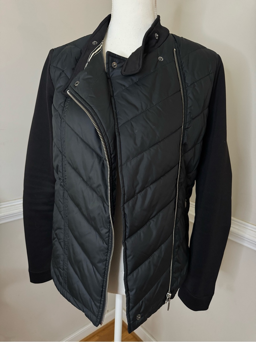 Barbour International Women's Dunnet Quilted Front Zip Sweatshirt Jacket Size 6